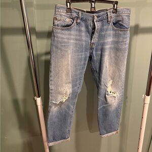 Levi's Light Blue Distressed Straight Leg Jeans